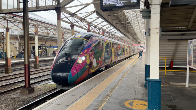 A photo of an Avanti West Coast train at platform 5 in Crewe Station October 2026