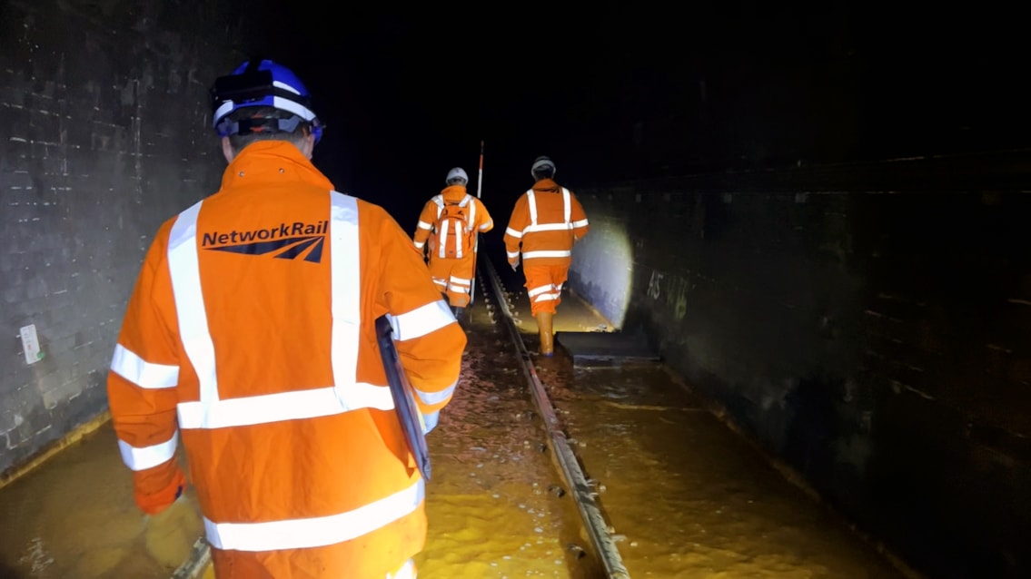 Cumbrian Coast Line passengers urged to plan ahead in August and September: Network Rail teams on inspection inside Bransty Tunnel in Whitehaven