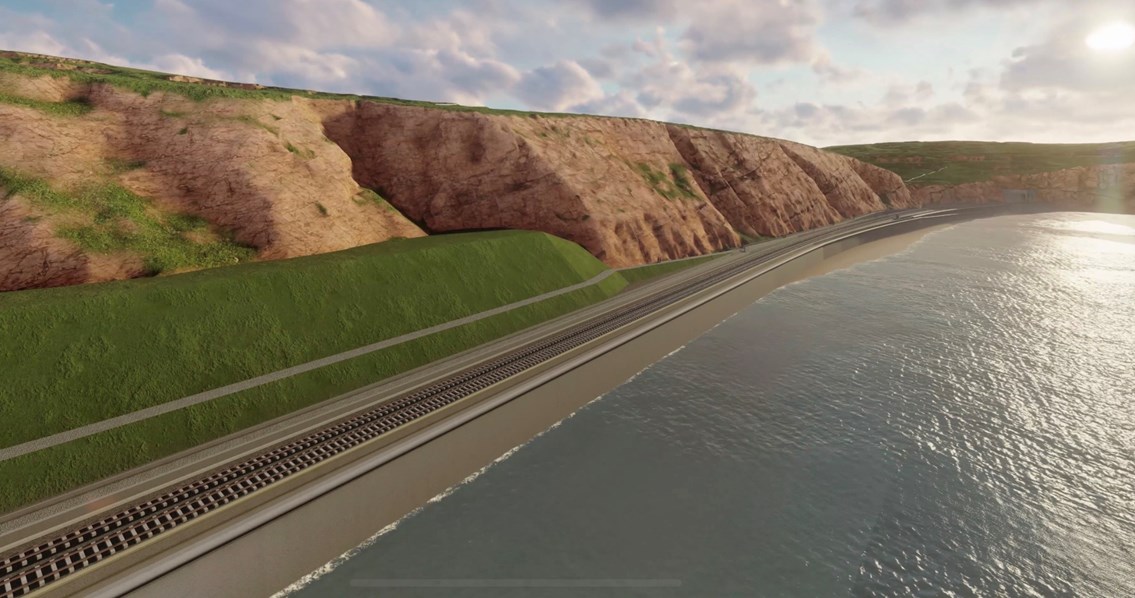 Network Rail unveils proposals to protect vital south west rail line bordered by steep cliffs and the sea: PTT image 4