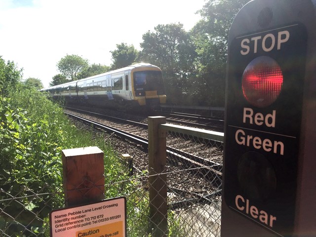 Footpath to nature reserve in Medway gains new safety features at main line rail crossing: Pebble Lane level crossing, Cuxton, Kent