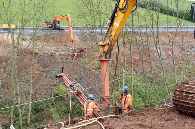 Abseiling teams at Arley cutting strengthening work