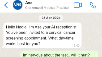 WhatsApp and AI get NHS first approval for appointment scheduling: Asa WhatsApp conversation