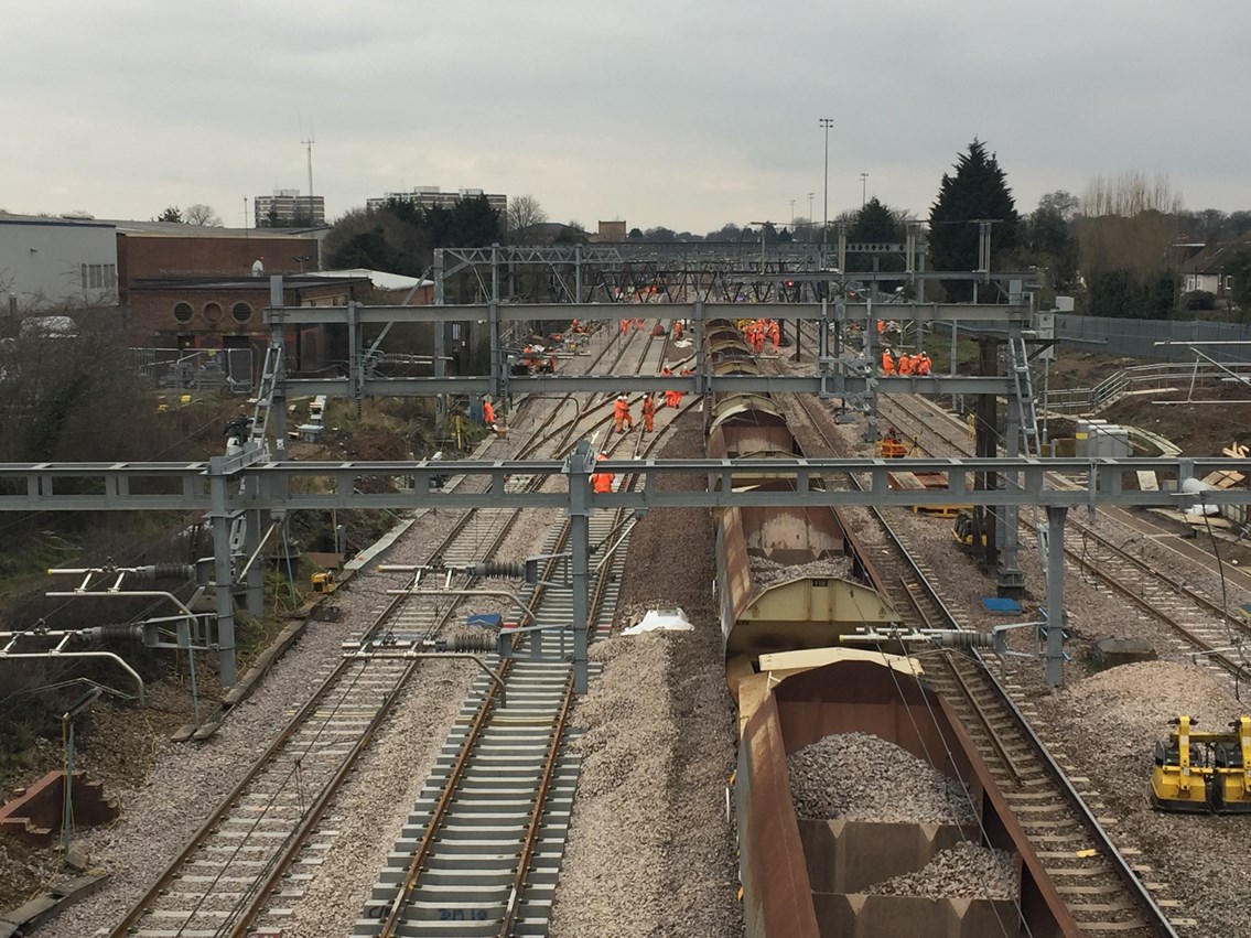 Network Rail announces preferred bidders for next generation of rail system contracts: Aerial Shot Gidea Park Track Renewal