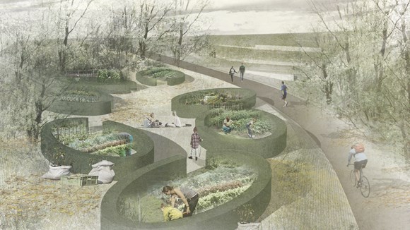 LATEST NEWS: Work begins on new ‘green corridor’: Visualisation of community allotments at Sauchiebank