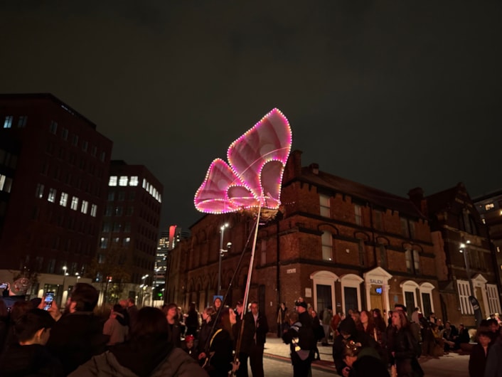 Butterflies - Emergency Exit Arts-2: Enormous butterflies roamed freely through Aire Park at Light Night Leeds.