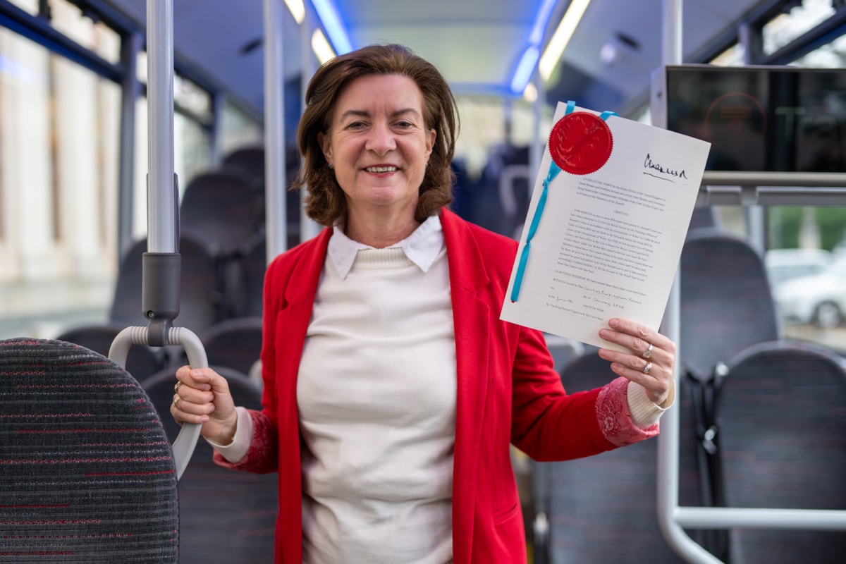 FM on bus with paperwork-2