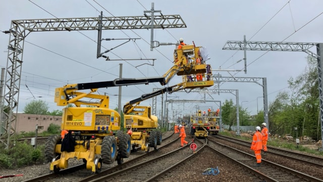 Ongoing work to electrify the railway between Wigan and Bolton: Ongoing work to electrify the railway between Wigan and Bolton