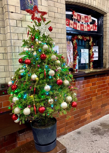 Image shows one of the rental Christmas trees at Hebden Bridge (2)