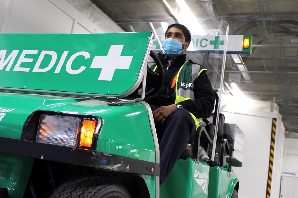 Customer service assistance Sheran in new medic buggy