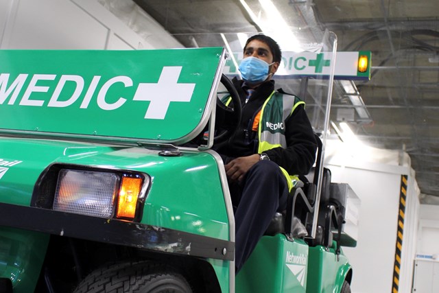 Customer service assistance Sheran in new medic buggy