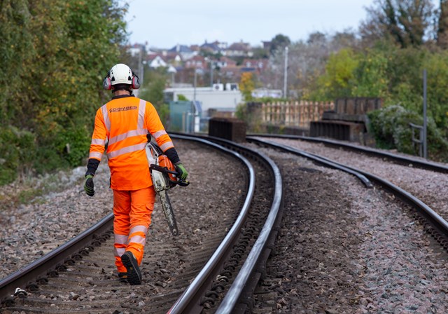 Walking back during vegetation work, Whitstable