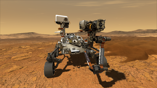 An illustration of NASA's Perseverance rover operating on the surface of Mars. ©NASA/JPL-Caltech: More info: https://mars.nasa.gov/resources/24804/perseverance-on-mars/