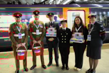 Volunteers for the Royal British Legion and members of Southeastern's Armed Forces Network attended the unveiling of the new livery-9: Volunteers for the Royal British Legion and members of Southeastern's Armed Forces Network attended the unveiling of the new livery-9