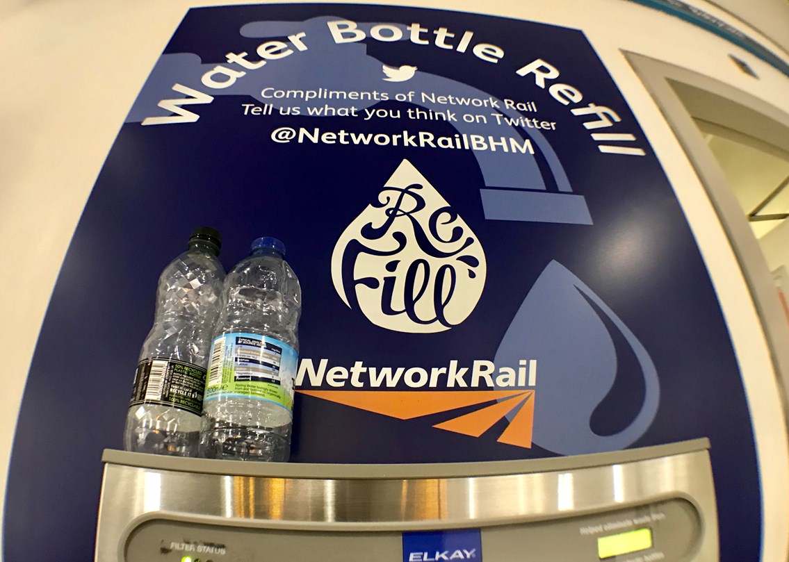 Water bottle refill point at Birmingham New Street station
