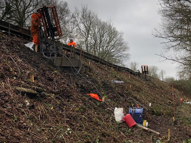 Ockley Landslip - Alder Copse embankment: Ockley Landslip - Alder Copse embankment