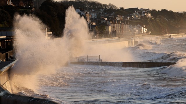 The new Dawlish sea wall holding up against Storm Ciarán: The new Dawlish sea wall holding up against Storm Ciarán