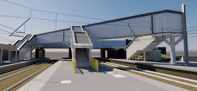 Major £6.8m upgrade at St Albans City station is back on track: St Albans City second footbridge render