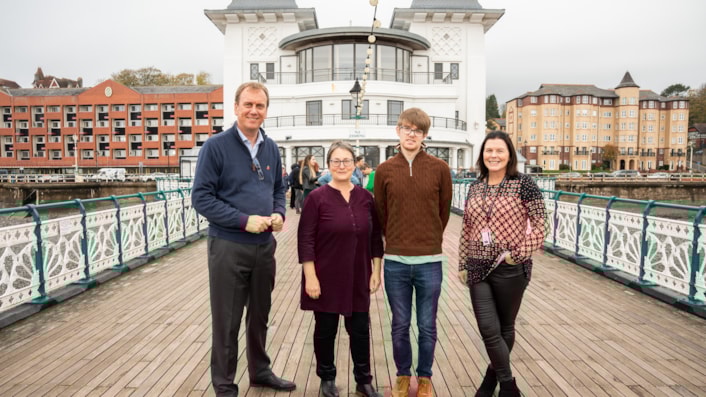 L-R Geraint Morgan, Community Rail Manager at Transport for Wales; Mared Hughes, Project Officer at Innovate Trust; Kurtis Marshall, Assistant Project Officer - One Planet Innovate Trust; Clare Harries, Community Rail Ambassador, Transport for Wales.-2