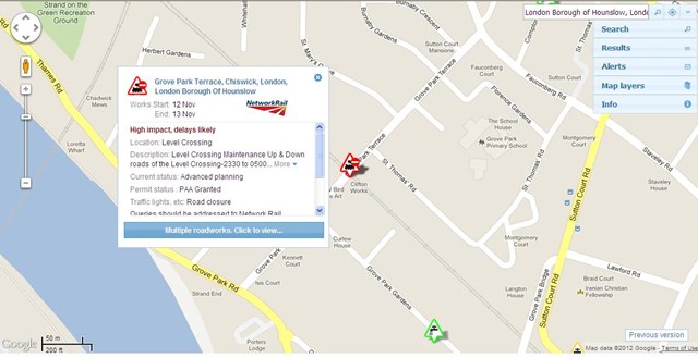 WILL NETWORK RAIL’S WORK AFFECT YOUR STREET? NEW DATA RELEASE WILL SHOW YOU: Roadworks screengrab