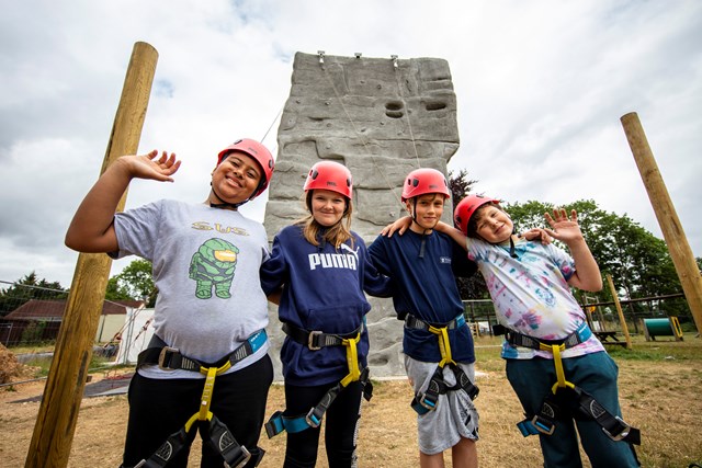 Local Scouts Enjoying The New Climbing Facilities At Paccar Scouts Camp