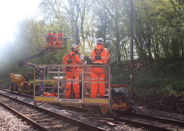Work to upgrade the Southend Victoria line resumes this weekend: Southend OLE works 2 - May 2019