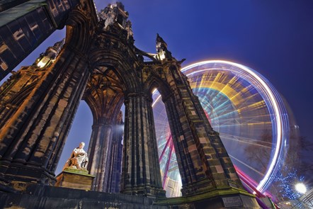 Scott Monument and ferris wheel, Edinburgh
