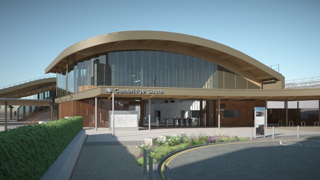 Cambridge South station main construction contract awarded: Cambridge South station visualisation