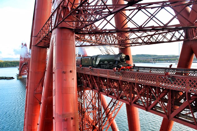 Flying Scotsman tours of Scotland reinstated: Flying Scotsman Forth Bridge May 15, 2016