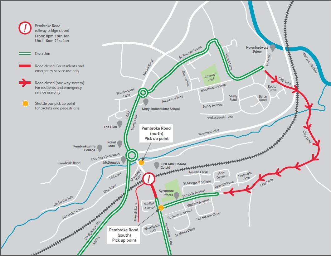 Pembroke Road diversion map