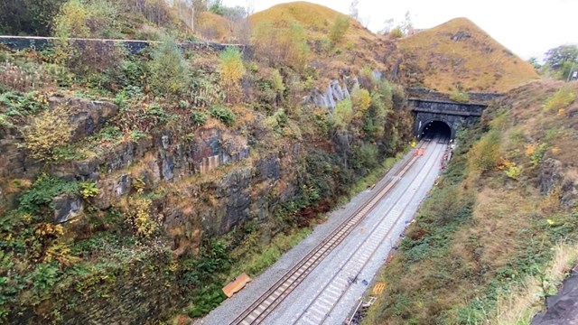 Summit Tunnel track renewal high angle October 2021