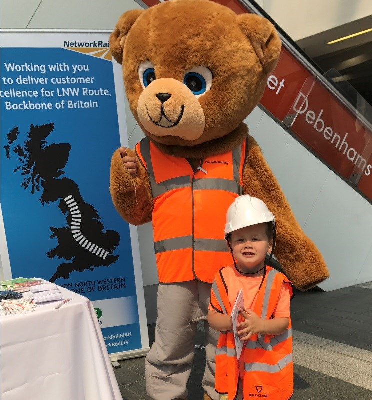 Sammy the safety bear at Birmingham New St station