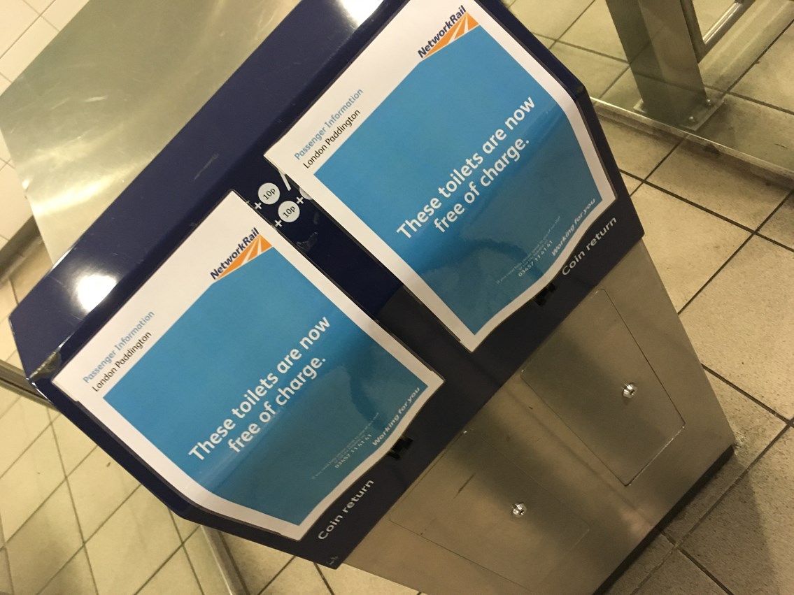 No need to spend a penny as toilet charges scrapped at London Paddington: Toilets are now free at London Paddington