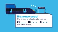 Southeastern trains toot salute for carers: Twitter Card Covid19 MorseCode 3