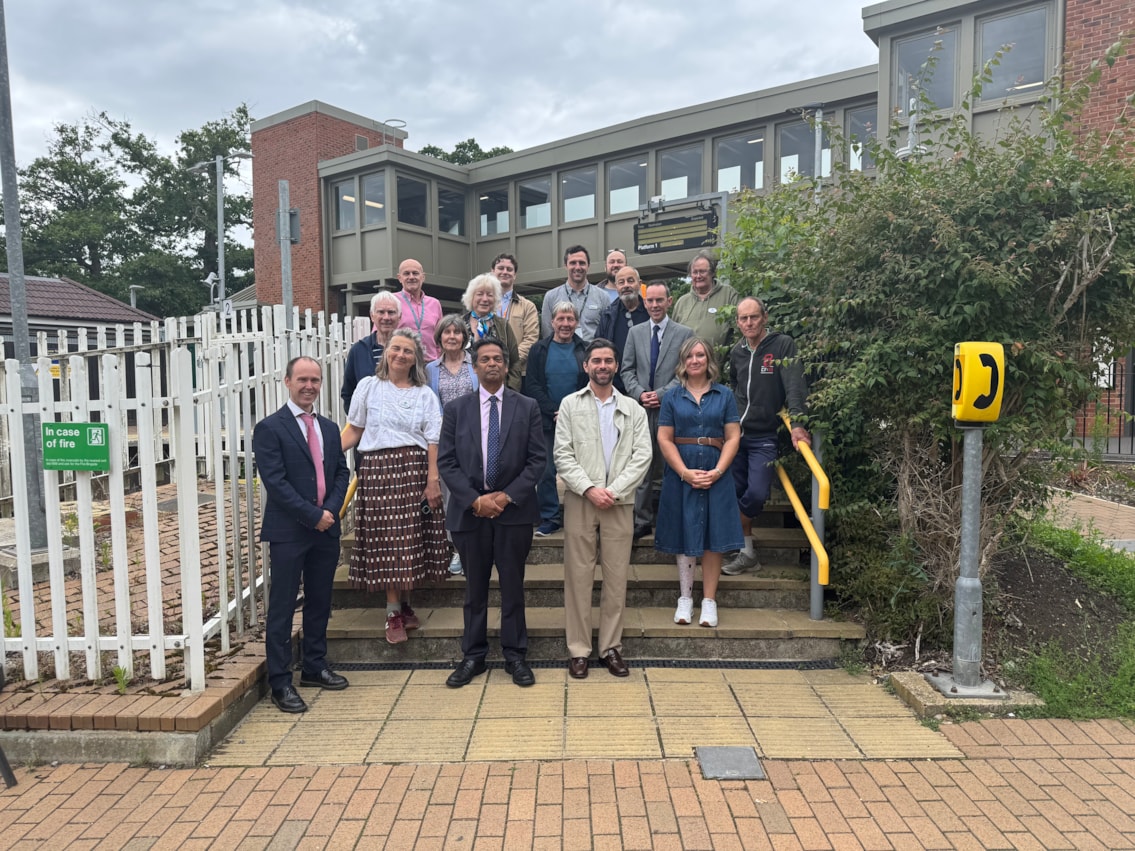Marking the opening of the accessible footbridge at Farnborough North