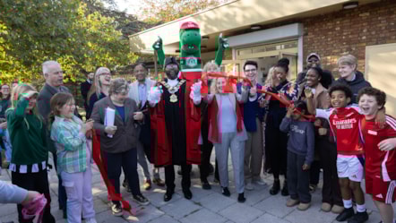 Cutting the ribbon at Barnard Park
