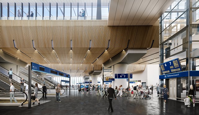 CGI completed London Bridge concourse: A CGI of what the concourse will look like when the Thameslink Programme station redevelopment is complete in Jan 2018.
