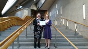 Higgs Physics Prize Winner: Scotland’s Science Minister, Shirley-Anne Somerville with Higgs Prize Winner Charlotte Facherty