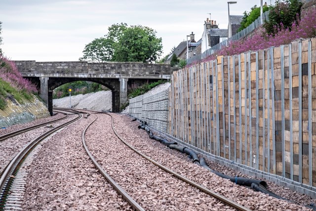 Pic 1. New track and retaining wall near Crossgates