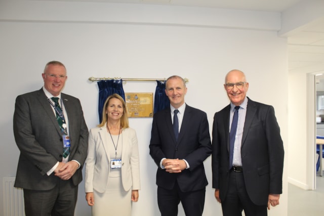 IMG 3222: Pictured left to right, Chief Operating officer Paul Bassett, SAS CEO Pauline Howie, Cabinet Secretary Michael Matheson and SAS Chair Tom Steele