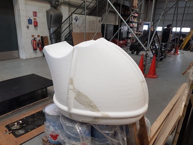A styrofoam mould of a hoof ready for casting: A styrofoam mould of a hoof ready for casting
