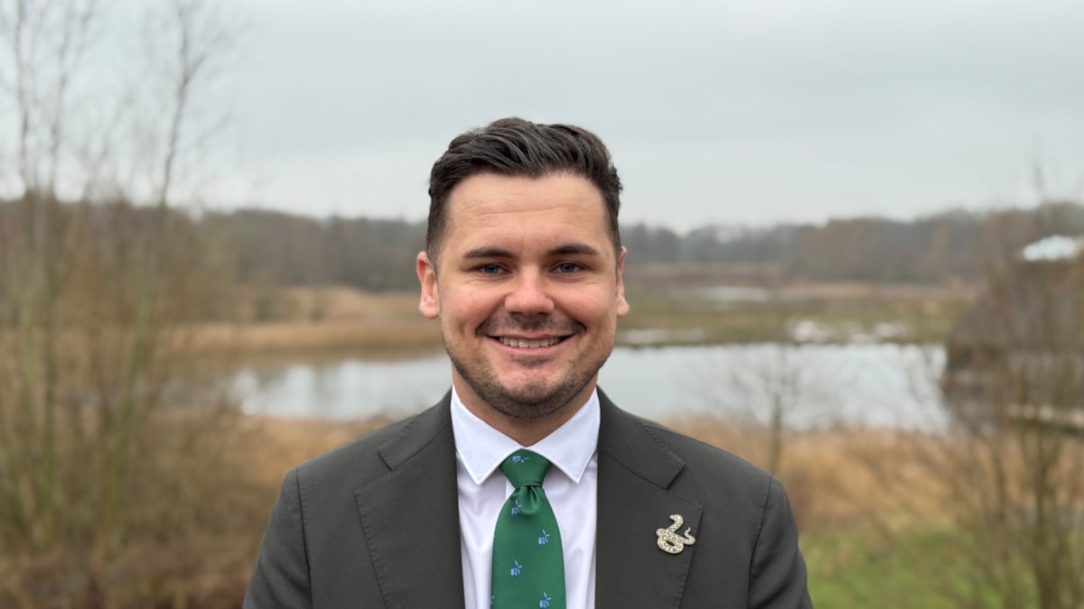 Councillor Joshua Roberts, Lancashire County Council cabinet member for Rural Affairs, Environment and Communities at the launch event at Brockholes Nature Reserve