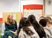 Social Justice Secretary Shirley-Anne Somerville with pupils from Craigour Park Primary School: Social Justice Secretary Shirley-Anne Somerville with pupils from Craigour Park Primary School