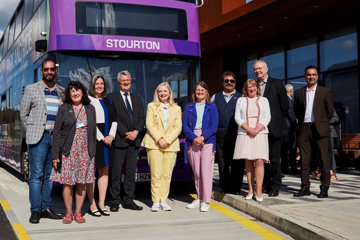 Buses from the past brought back to the future for Ministerial opening of UK’s first fully solar powered park and ride: Stourton park and ride official opening