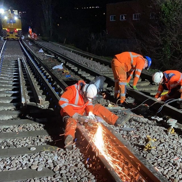 Network Rail staff worked between Christmas and New Year to improve the railway for passengers on lines from London Waterloo to Surrey, Hampshire and Wiltshire: Cosham rail work 2
