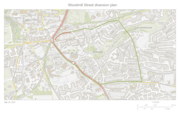 Woodmill Street Diversion Plan: Signposted diversion route during Woodmill Street road closure.