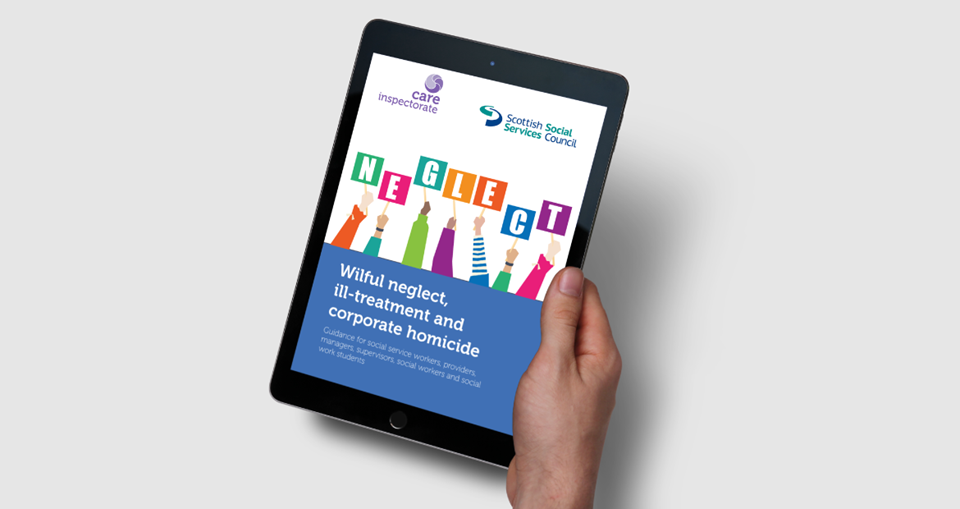 Wilful neglect guidance being shown on a tablet device.