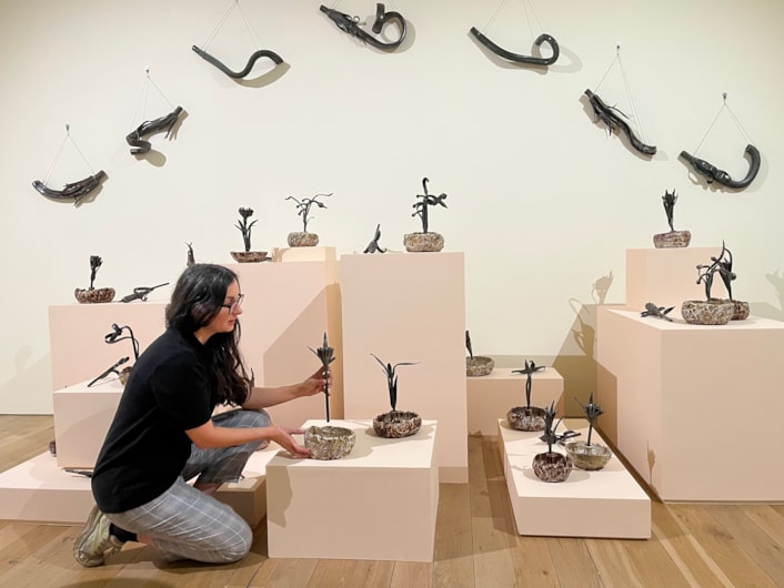 Plant Dreaming: Artist Aliyah Hussain, whose installation connects her experience living with flooding in the Calder Valley, with the floodplains created by the construction of the Mangla Dam in Pakistan.