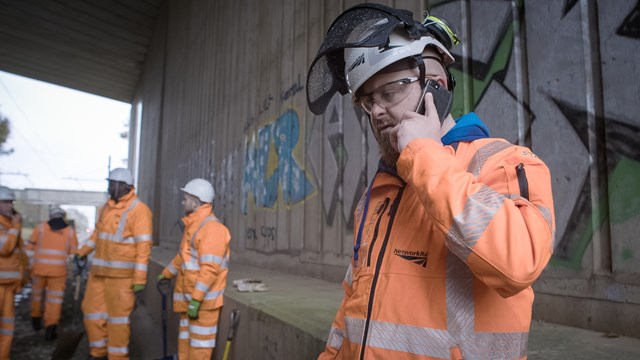 Ryan Freer, Network Rail Off Track Section Manager, on work site