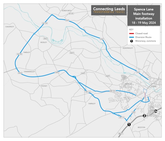 Spence Lane diversion map 18-19 May 2024