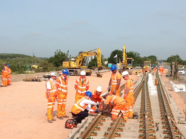 Chancellor sees progress on Swindon to Kemble railway improvement work: Chancellor participated in the assembly of a new set of switches and crossings ready to be installed in August.